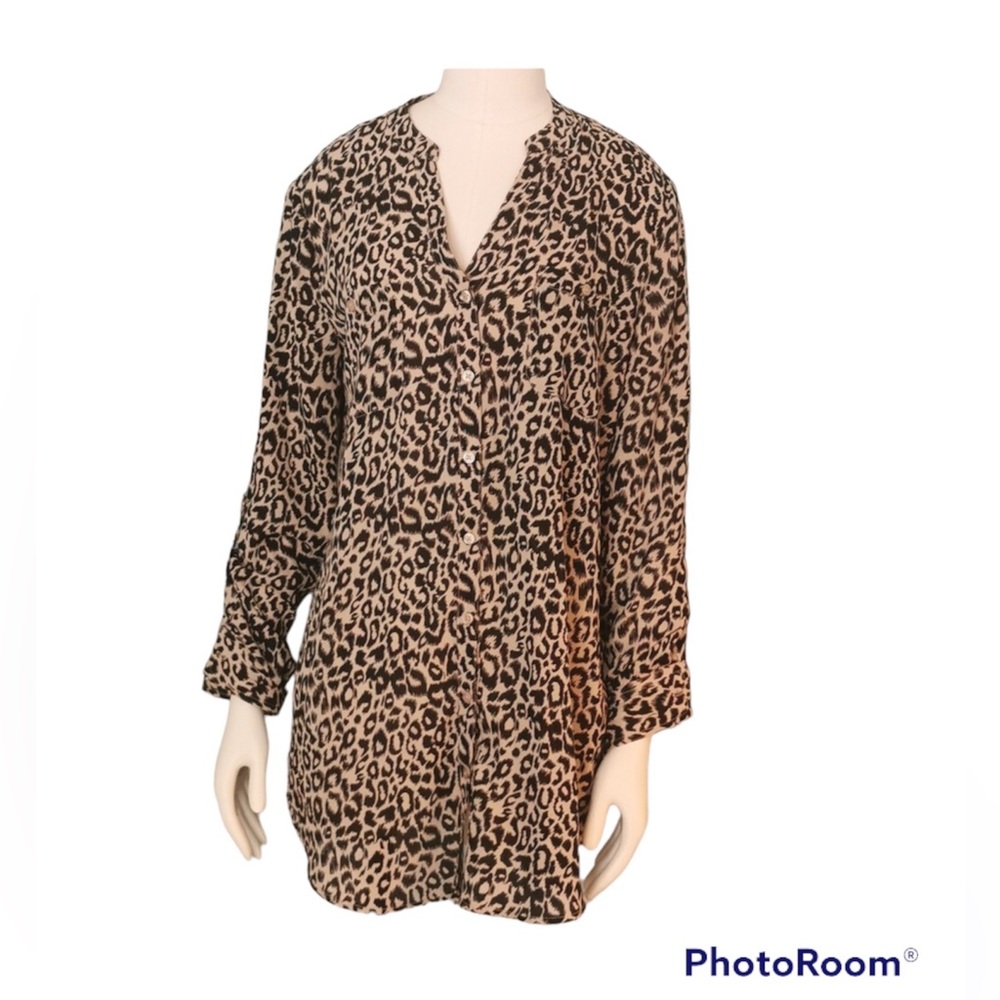💚 Jessica Leopard Print Blouse, Size 10
